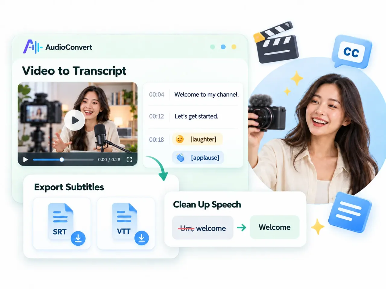 Nhà sáng tạo video và phụ đề - AudioConvert.ai